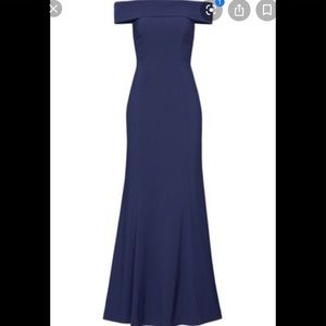 Navy off the shoulder dress